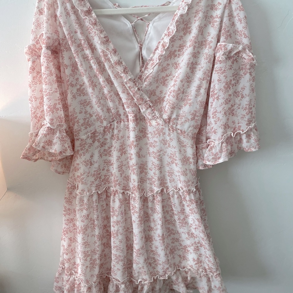 Pink and white floral summer dress